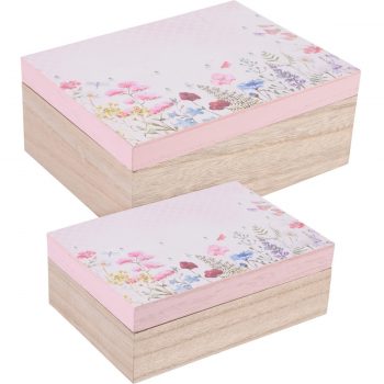 Sada dekoračných box Flower paradise 2 ks, ružová