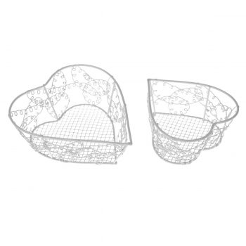 Sada dekoračných kovových košíkov Wire heart, 2 ks
