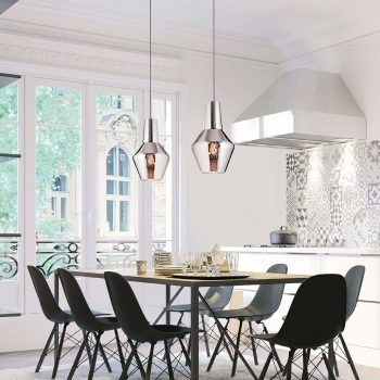 Závesná lampa Romeo 130 cm strieborná kovová - Image 2