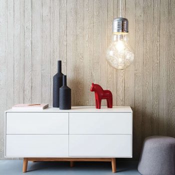 Žiarivá sklenená závesná lampa Bulb, chróm - Image 2