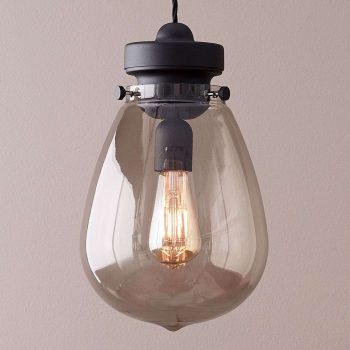Sklenená závesná lampa Dolores čierna, dymové sklo