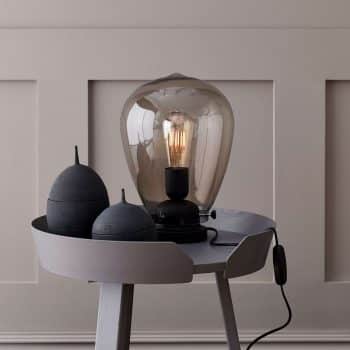 Stolná lampa Dolores čierny rám, dymové sklo - Image 2