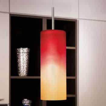 Závesná lampa Troy v červenej a oranžovej