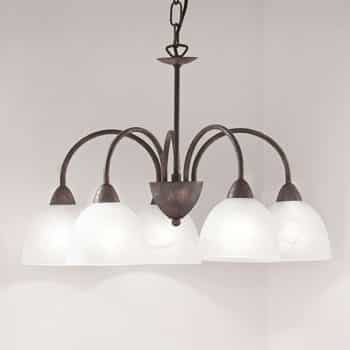 Závesná lampa Dionis, 5-pl., hrdzavohnedá