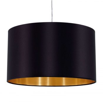 Textilná závesná lampa Lecio, 38 cm čierna