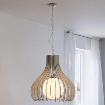 Závesná lampa Tindori s drevenými lamelami, biela - Image 2