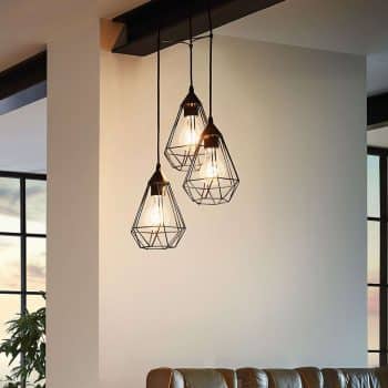 Závesná lampa Tarbes čierna 3-plameňová okrúhla