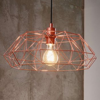 Závesná lampa Carlton 2 klietkové tienidlo medená