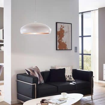 Závesná lampa Mogano s kovovým tienidlom biela - Image 2