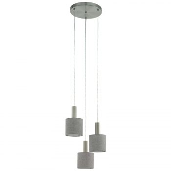 Závesná lampa Concessa 3-pl. sivý ľan - Image 2