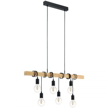 Závesná lampa Townshend s drevom šesť-plameňová - Image 2