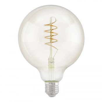 LED Globe E27 G125 4W špirála teplá biela číra