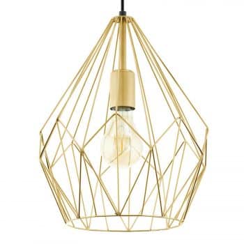 Závesná lampa Carlton s klietkovým tienidlom zlato