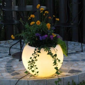 LED kvetináč Flora batéria, 50 cm biele diódy LED