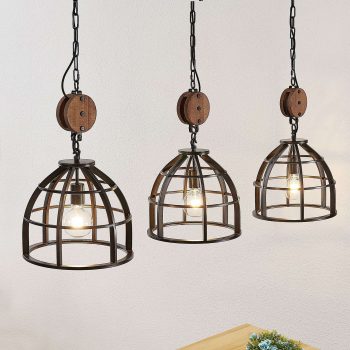 Lindby Maximilia závesná lampa, klietka, 3-pl.