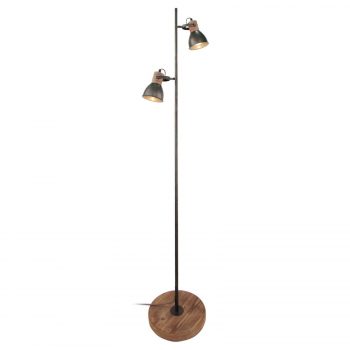Lindby Arina stojaca lampa drevo, 2-plameňová