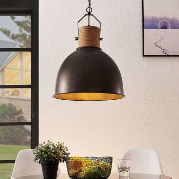Lindby Arina závesná lampa z kovu a dreva