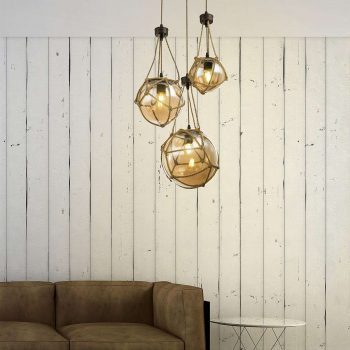 Sklenená lampa Tiko so sieťou hrdzavá 3-pl - Image 2