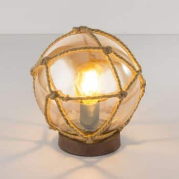 Sklenená stolná lampa Tiko konopná sieť hrdzavá