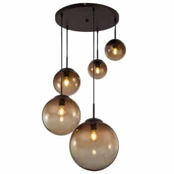 Sklenená závesná lampa Varus jantár 5-pl Ø 65 cm