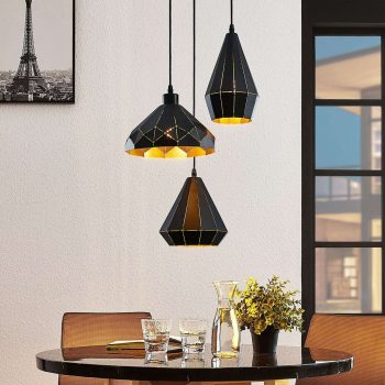 Závesná lampa Kylian čierno-zlatá 3-plameňová - Image 2
