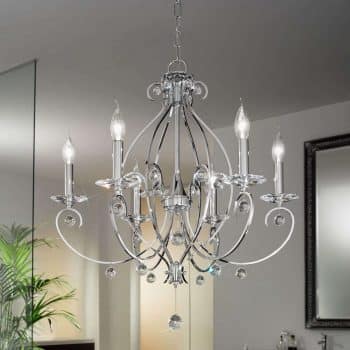 KOLARZ Carat – pochrómovaný luster, 6-plameňový