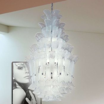 Závesná lampa Petali 110 cm chróm-biela