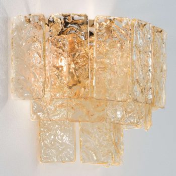 Sklenené nástenné svetlo Glace so zlatým držiakom