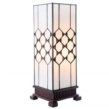 Stolná lampa Kisa, štýl Tiffany, štvorec, Š 17 cm