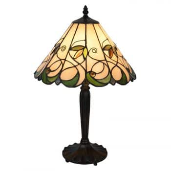 Stolná lampa 5207 v štýle Tiffany, krémovo-zelená