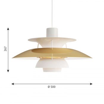 Louis Poulsen PH 5 mosadzná závesná lampa, Ø 50 cm - Image 2