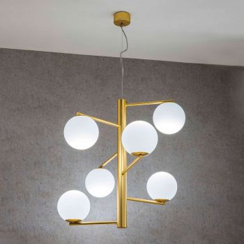 Závesná lampa Tin Tin 6-plameň zlatá satinovaná - Image 2