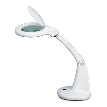 Malá LED lampa s lupou DUPLEX biela