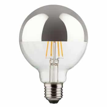 E27 8W 827 LED zrkadlová žiarovka tvar globe