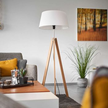 Textilná stojaca lampa Thea s masívnym podstavcom - Image 2