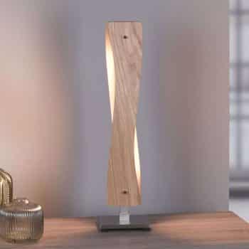Lucande Lian stolná LED lampa, dubové drevo