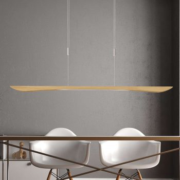 Lucande Hiba závesné LED, dub prírodný, 148 cm