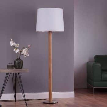 Lucande Elif stojaca lampa biela, valec, dub - Image 2