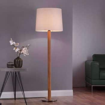 Lucande Elif stojaca lampa biela, valec, dub