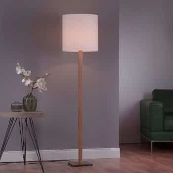 Lucande Elif stojaca lampa biela, hranatá dub