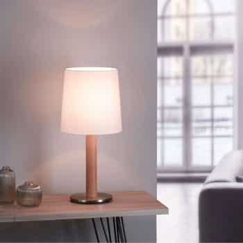 Lucande Elif stolná lampa biela valec dub prírodný