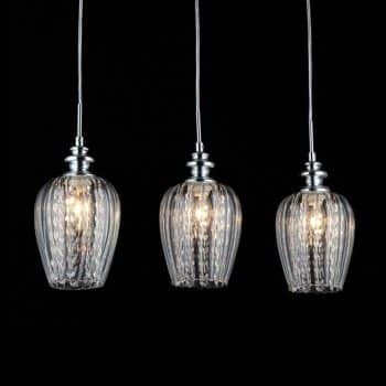 Blues závesná lampa s tromi sklenenými tienidlami