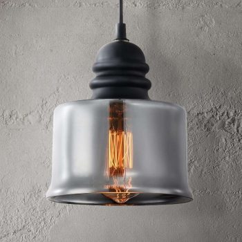 Závesná lampa Danas so širokým dymovým tienidlom