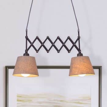 Textilná závesná lampa Adrienne dvoj-plameňová
