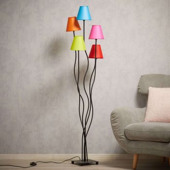Textilná stojaca lampa Colori 5-plameňová pestrá - Image 2