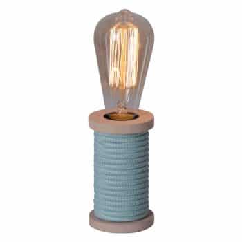 Stolná lampa Max s dreveným podstavcom modrá
