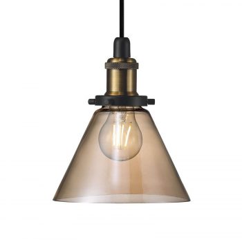 Závesná lampa Disa so skleneným tienidlom, jantár