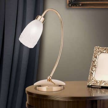 Mosadzná stolná lampa Ilena, tienidlo sklo - Image 2