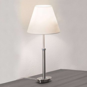 Niklová stolná lampa Lilly s látkovým tienidlom 22