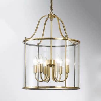 Okrúhly tvar lucerny – závesná lampa Rieka 43 cm